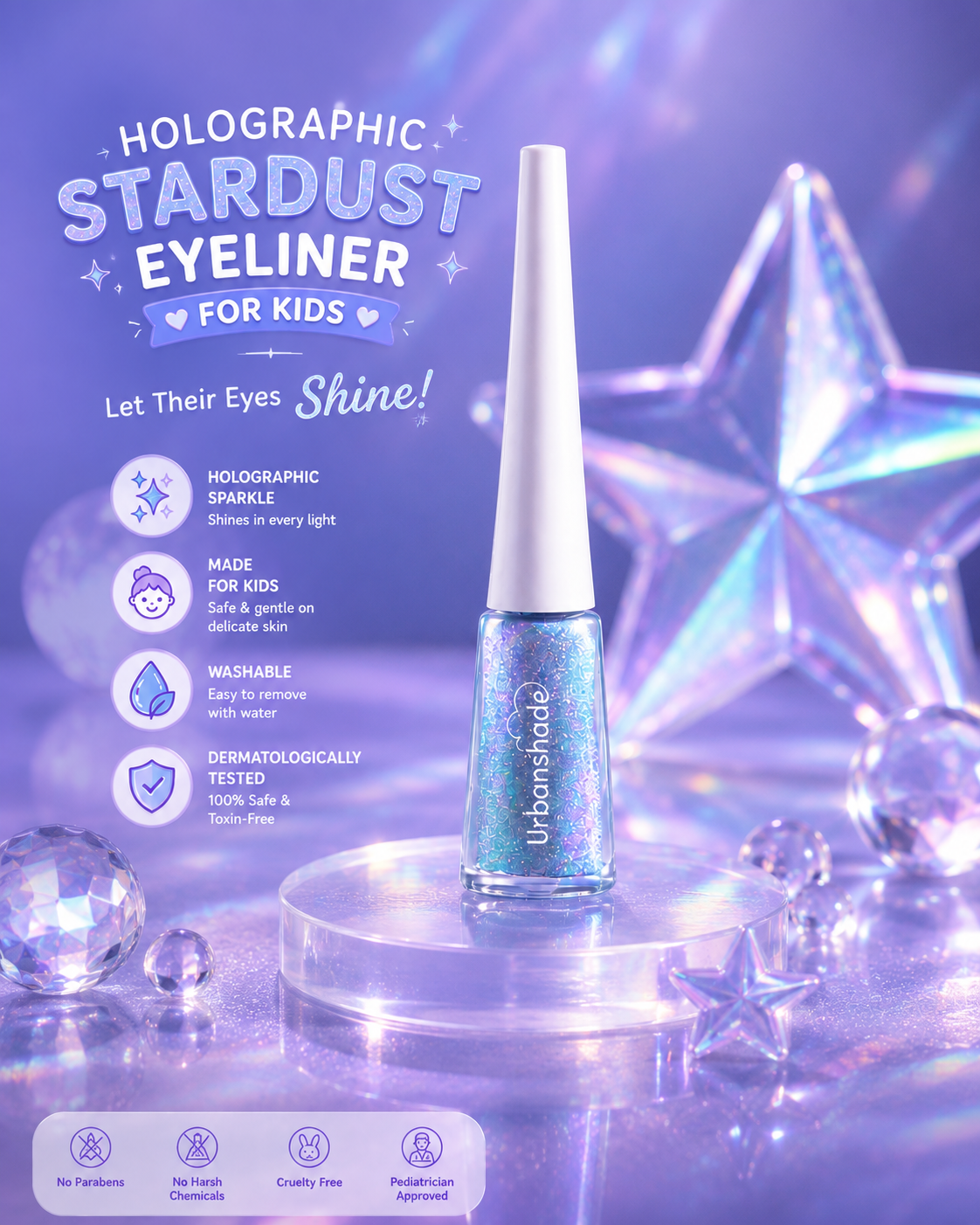 Kids Holographic Glitter Eyeliner - Comes With 3 Magical shades